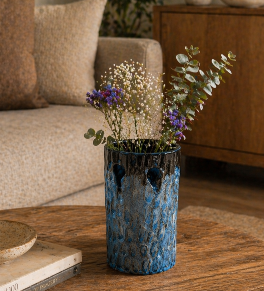 Blue Flow Ceramic Vase