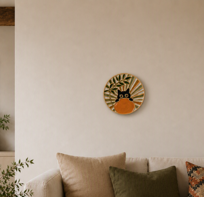 Curious Cat Collection. 17 cm Ceramic Wall Plate