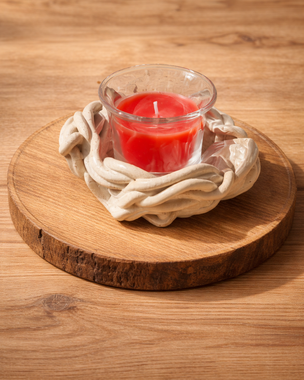 Woven Clay Candle Holder
