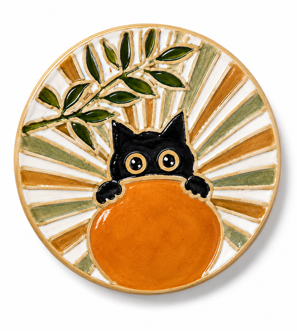 Curious Cat Collection. 17 cm Ceramic Wall Plate
