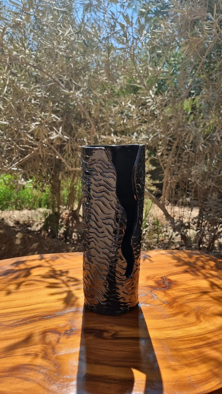 Midnight Flow Ceramic Vase